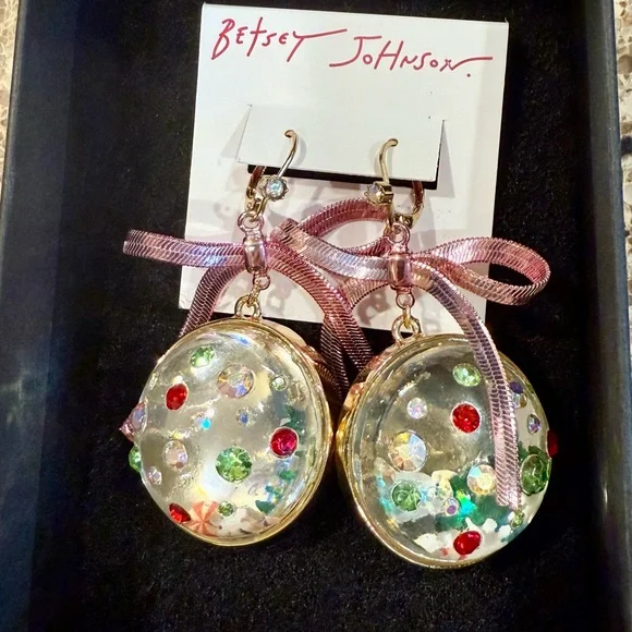 Betsey Johnson Pink and Gold Earrings - Picture 3 of 5